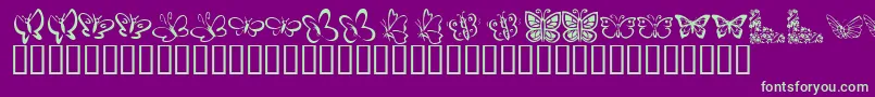 KR Butterflies-Schriftart – Grüne Schriften auf violettem Hintergrund