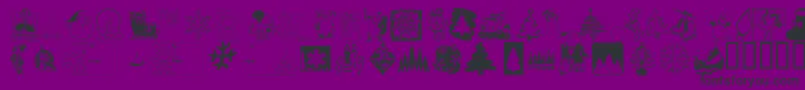 KR Christmas 2001-fontti – mustat fontit violetilla taustalla
