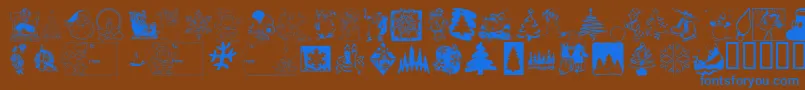 KR Christmas 2001 Font – Blue Fonts on Brown Background