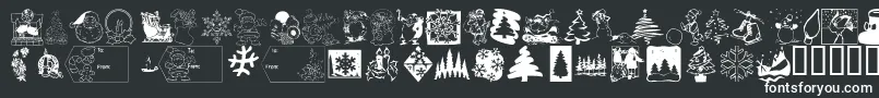 KR Christmas 2001-fontti – valkoiset fontit mustalla taustalla