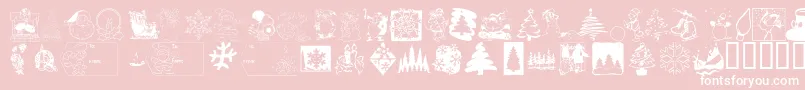 KR Christmas 2001-fontti – valkoiset fontit vaaleanpunaisella taustalla