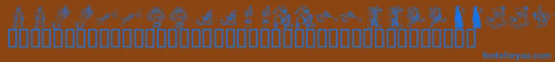 KR Christmas 2002 Dings 2 Font – Blue Fonts on Brown Background