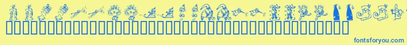 KR Christmas 2002 Dings 2 Font – Blue Fonts on Yellow Background