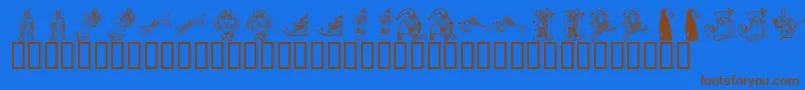 KR Christmas 2002 Dings 2 Font – Brown Fonts on Blue Background