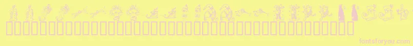 KR Christmas 2002 Dings 2 Font – Pink Fonts on Yellow Background