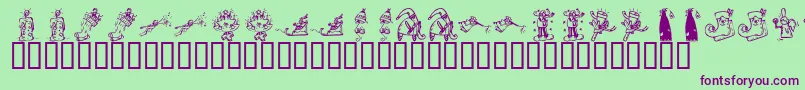 KR Christmas 2002 Dings 2 Font – Purple Fonts on Green Background
