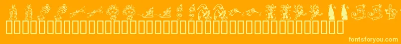 KR Christmas 2002 Dings 2 Font – Yellow Fonts on Orange Background