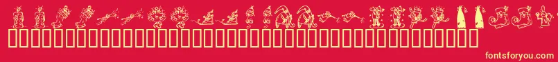 KR Christmas 2002 Dings 2 Font – Yellow Fonts on Red Background