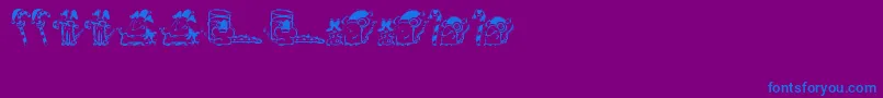 KR Christmas 2002 Dings 3-Schriftart – Blaue Schriften auf violettem Hintergrund
