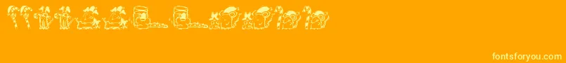 KR Christmas 2002 Dings 3 Font – Yellow Fonts on Orange Background