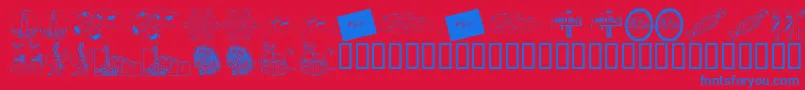KR Christmas 2002 Dings 4 Font – Blue Fonts on Red Background