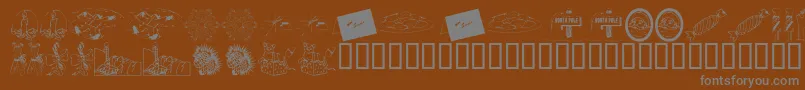 fuente KR Christmas 2002 Dings 4 – Fuentes Grises Sobre Fondo Marrón