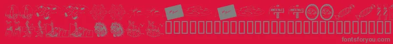 フォントKR Christmas 2002 Dings 4 – 赤い背景に灰色の文字