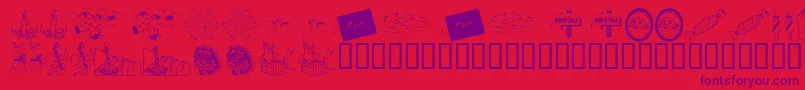 KR Christmas 2002 Dings 4 Font – Purple Fonts on Red Background