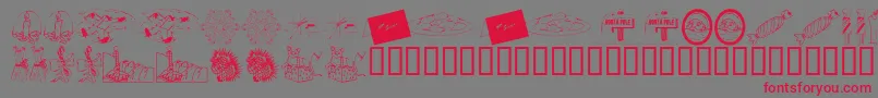 KR Christmas 2002 Dings 4 Font – Red Fonts on Gray Background
