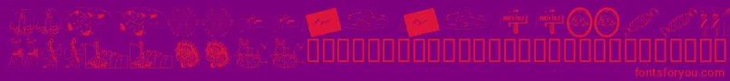 KR Christmas 2002 Dings 4-Schriftart – Rote Schriften auf violettem Hintergrund