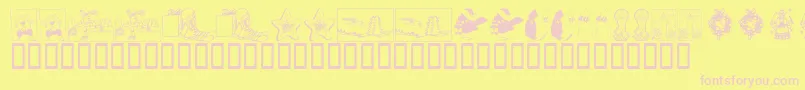 KR Christmas 2002 Dings 5 Font – Pink Fonts on Yellow Background