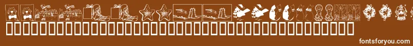 フォントKR Christmas 2002 Dings 5 – 茶色の背景に白い文字