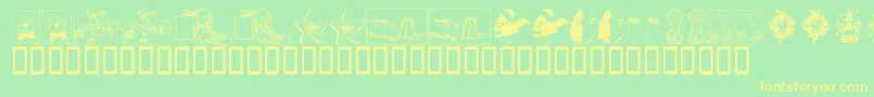 KR Christmas 2002 Dings 5 Font – Yellow Fonts on Green Background