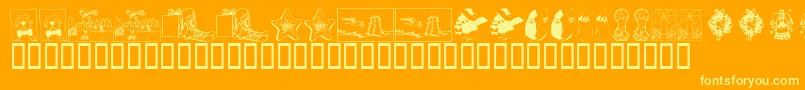 KR Christmas 2002 Dings 5 Font – Yellow Fonts on Orange Background