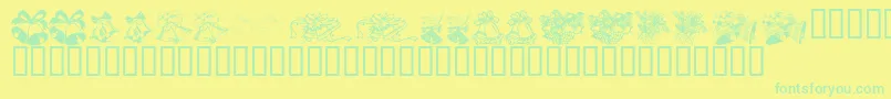 KR Christmas Bells-Schriftart – Grüne Schriften auf gelbem Hintergrund