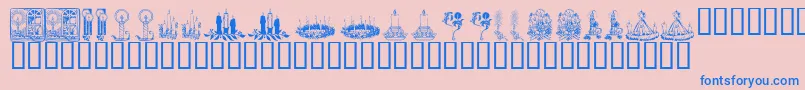 フォントKR Christmas Candles – ピンクの背景に青い文字