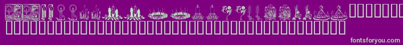 フォントKR Christmas Candles – 紫の背景に緑のフォント