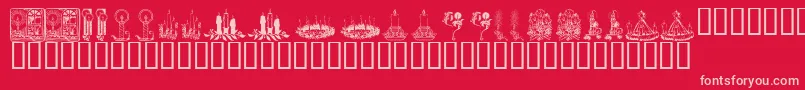 KR Christmas Candles-fontti – vaaleanpunaiset fontit punaisella taustalla