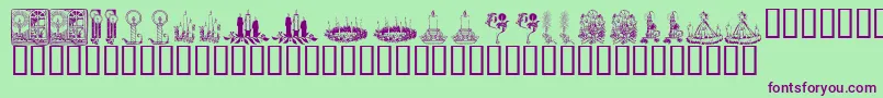 フォントKR Christmas Candles – 緑の背景に紫のフォント