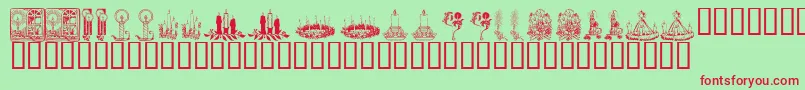 Czcionka KR Christmas Candles – czerwone czcionki na zielonym tle
