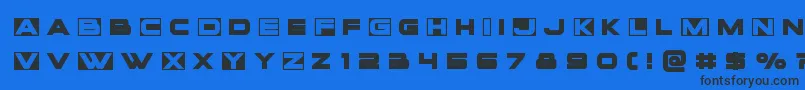 Voxboxtitle-Schriftart – Schwarze Schriften auf blauem Hintergrund