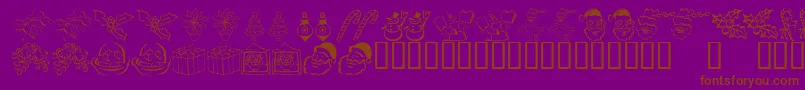 KR Christmas Dings 2004 Five-Schriftart – Braune Schriften auf violettem Hintergrund