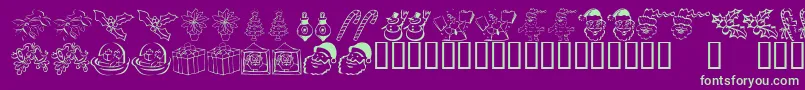 KR Christmas Dings 2004 Five Font – Green Fonts on Purple Background