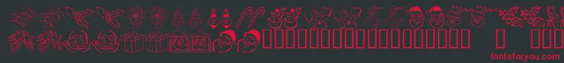 KR Christmas Dings 2004 Five Font – Red Fonts on Black Background