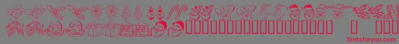 KR Christmas Dings 2004 Five Font – Red Fonts on Gray Background