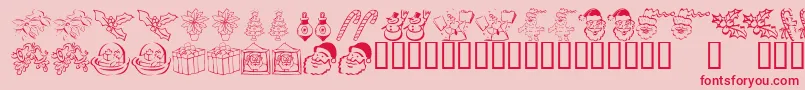 KR Christmas Dings 2004 Five Font – Red Fonts on Pink Background