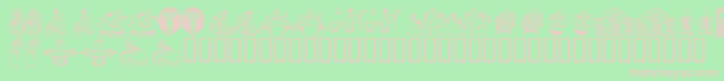 KR Christmas Dings 2004 Four Font – Pink Fonts on Green Background