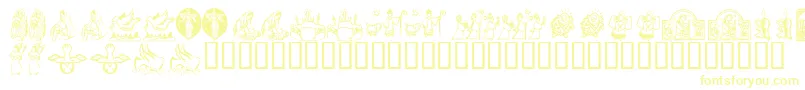 フォントKR Christmas Dings 2004 Four – 白い背景に黄色の文字