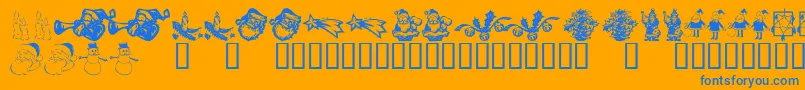 KR Christmas Dings 2004 Six-Schriftart – Blaue Schriften auf orangefarbenem Hintergrund