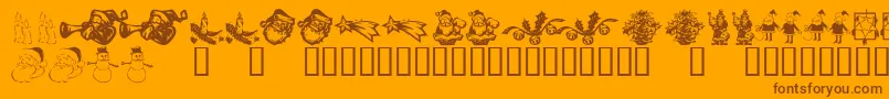 Więcej informacji o czcionce KR Christmas Dings 2004 Six Czcionka KR Christmas Dings 2004 Six – brązowe czcionki na pomarańczowym tle