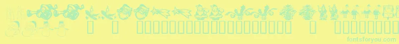KR Christmas Dings 2004 Six-Schriftart – Grüne Schriften auf gelbem Hintergrund