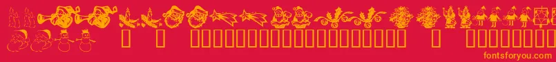 Weitere Informationen zur KR Christmas Dings 2004 Six-Schriftart KR Christmas Dings 2004 Six-Schriftart – Orangefarbene Schriften auf rotem Hintergrund