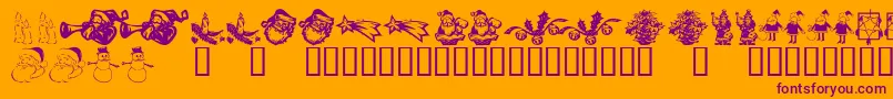 Шрифт KR Christmas Dings 2004 Six – фиолетовые шрифты на оранжевом фоне