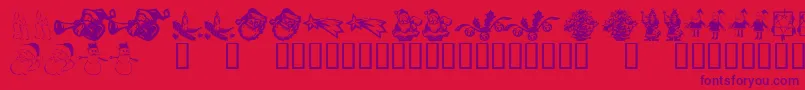 KR Christmas Dings 2004 Six Font – Purple Fonts on Red Background