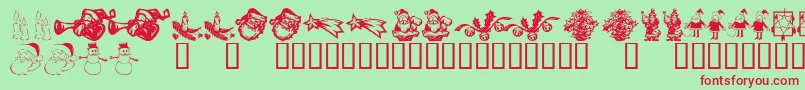 KR Christmas Dings 2004 Six Font – Red Fonts on Green Background