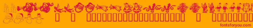 Saiba mais sobre a fonte KR Christmas Dings 2004 Six Fonte KR Christmas Dings 2004 Six – fontes vermelhas em um fundo laranja
