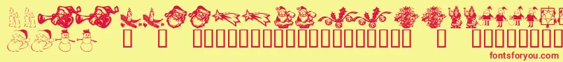 KR Christmas Dings 2004 Six-fontti – punaiset fontit keltaisella taustalla