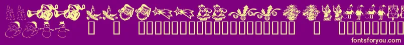 KR Christmas Dings 2004 Six-Schriftart – Gelbe Schriften auf violettem Hintergrund