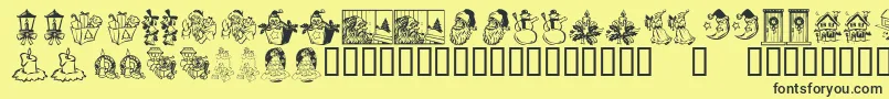 フォントKR Christmas Dings 2004 Three – 黒い文字の黄色い背景
