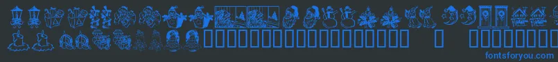KR Christmas Dings 2004 Three Font – Blue Fonts on Black Background